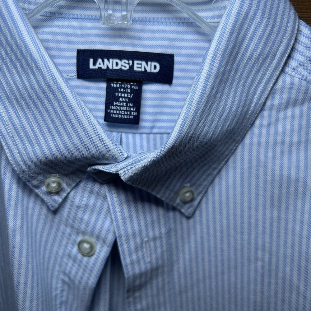 Lands' End Blue Button Down Shirt Elegant and Versatile